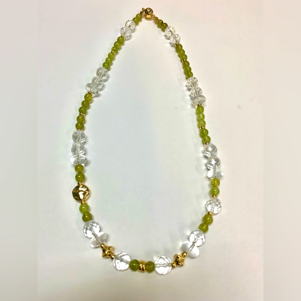Elegant Clear Quartz and Tsavorite Beaded Necklace